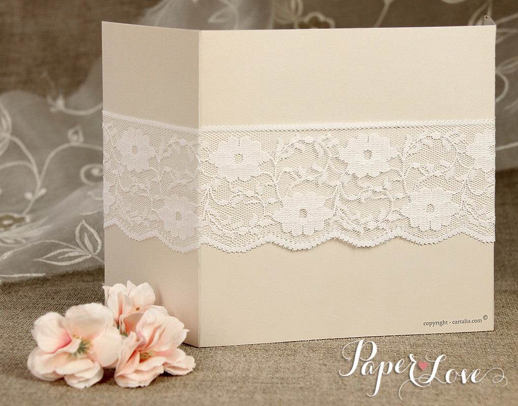 Personalised Wedding Invitations & Evening Invites Handmade - Lace Vintage