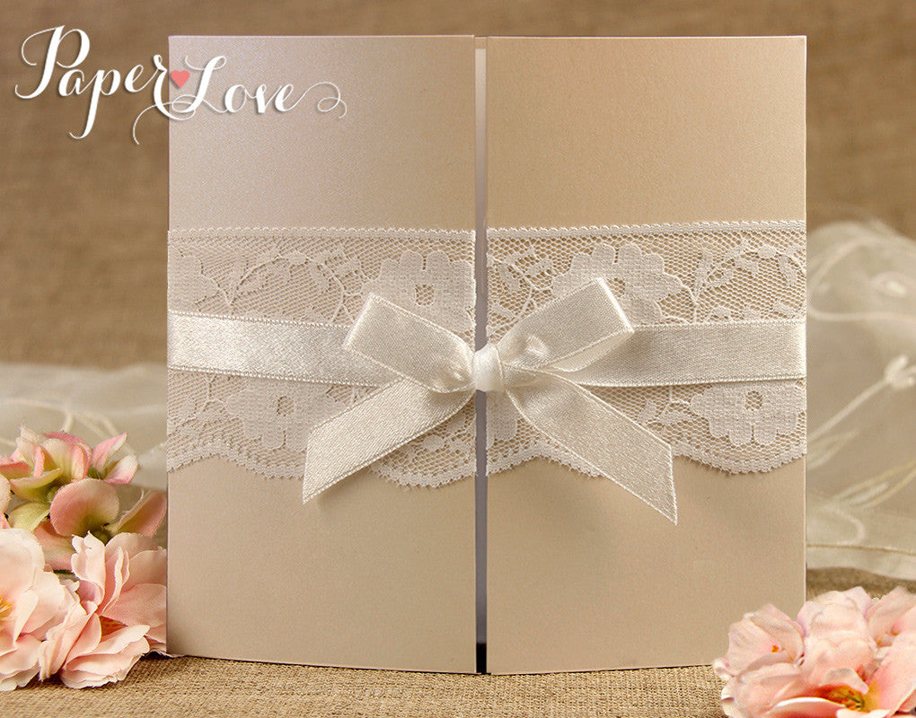 Personalised Wedding Invitations & Evening Invites Handmade - Lace Vintage