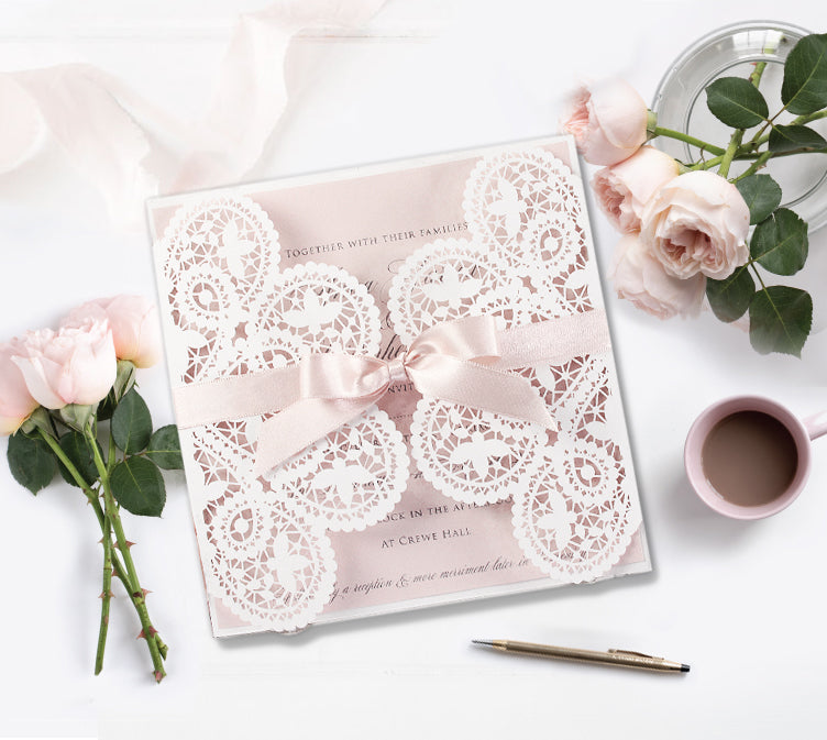 Romantic Laser Cut Wedding Day Evening Invitation