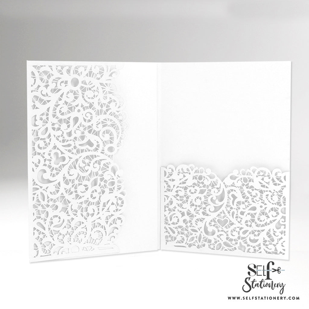 White Matte Laser Cut Pocket Fold With Envelope