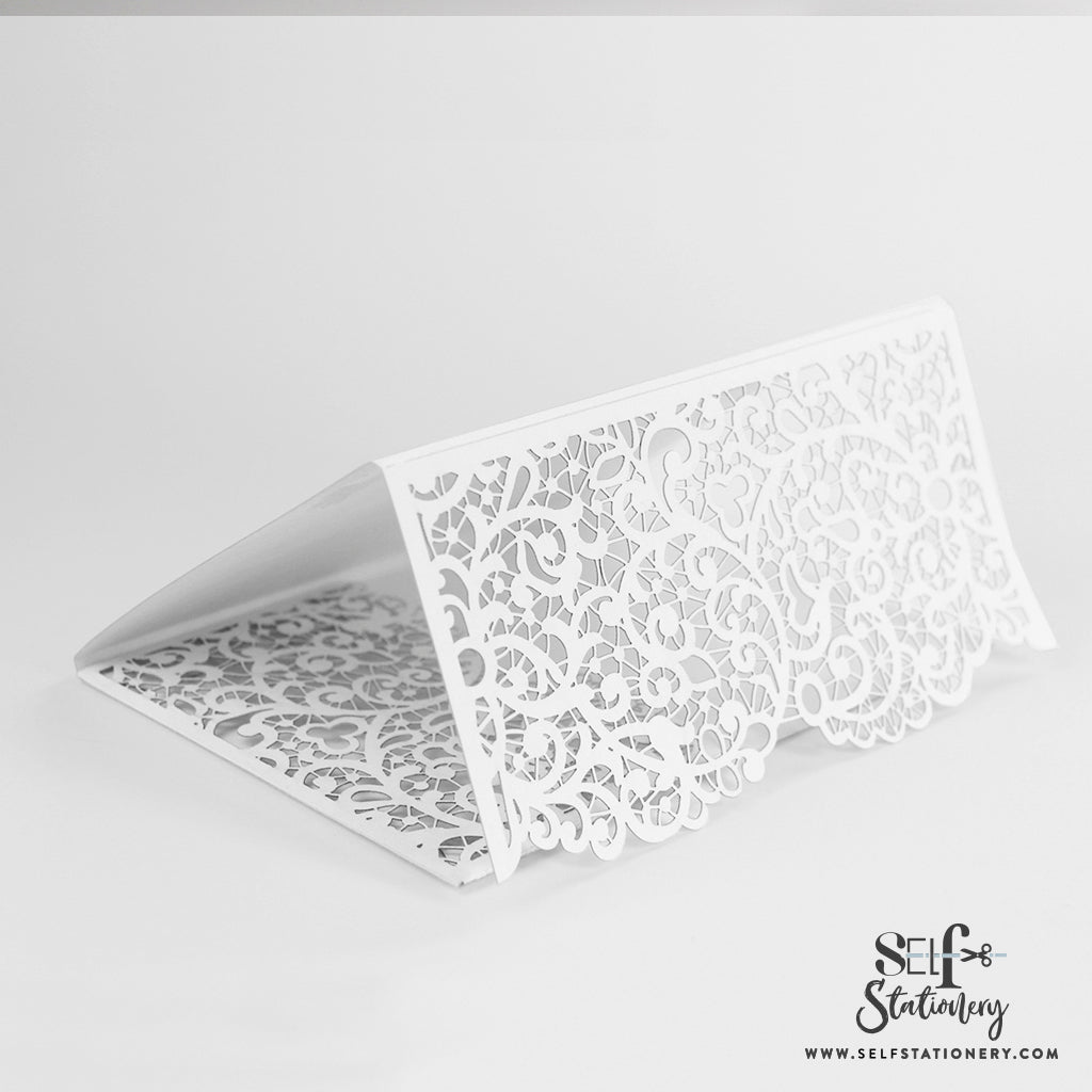 White Matte Laser Cut Pocket Fold With Envelope
