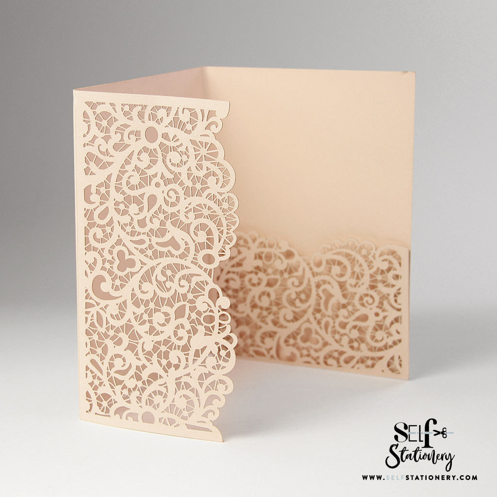 Peachy Laser Cut Pocket Fold With Envelope