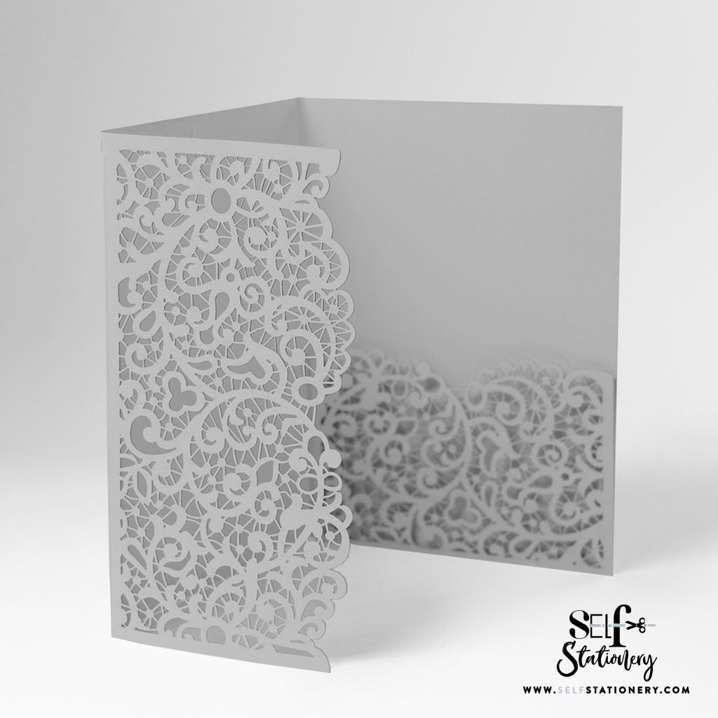 Storm Ash Grey Laser Cut Pocket Fold With Envelope