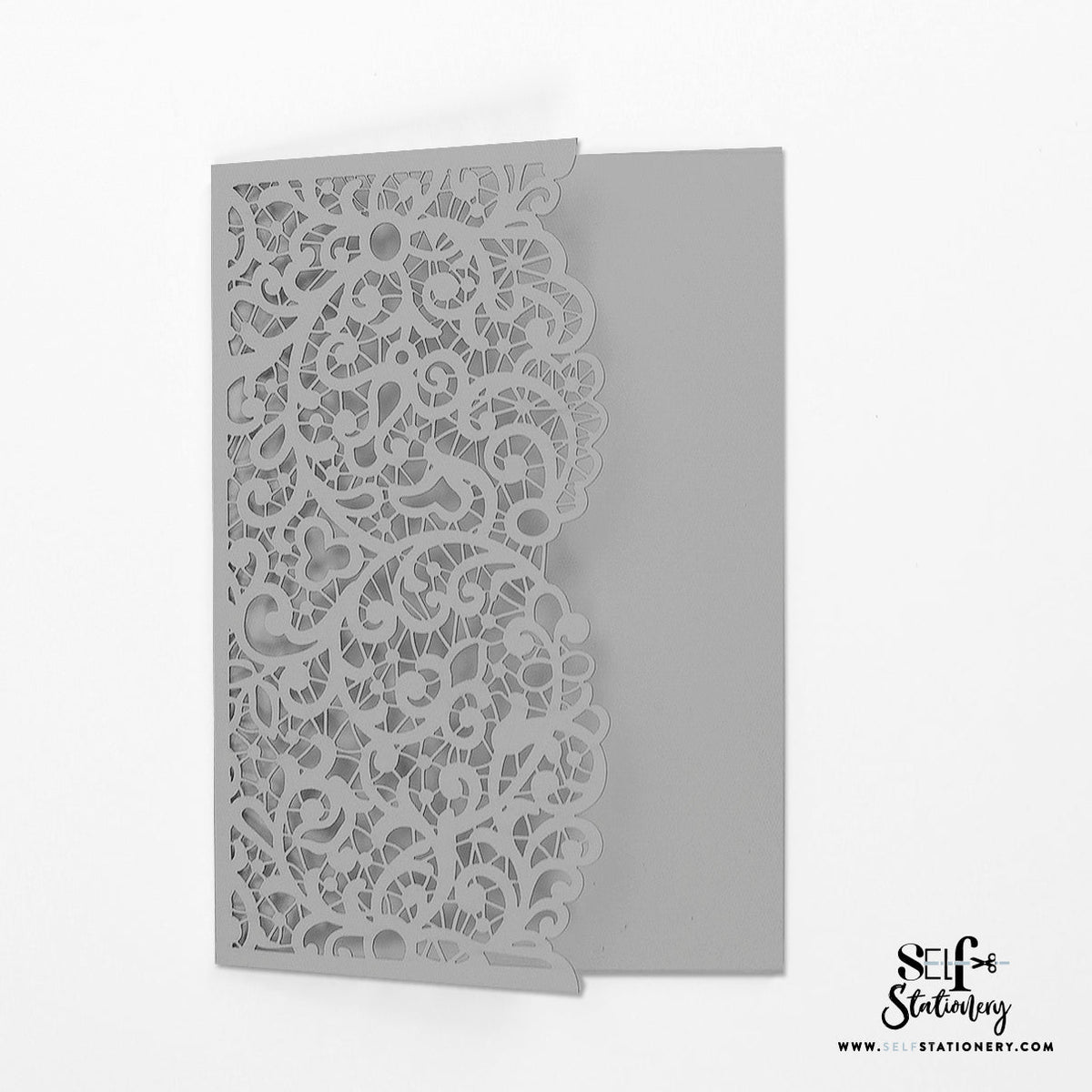 Storm Ash Grey Laser Cut Pocket Fold With Envelope