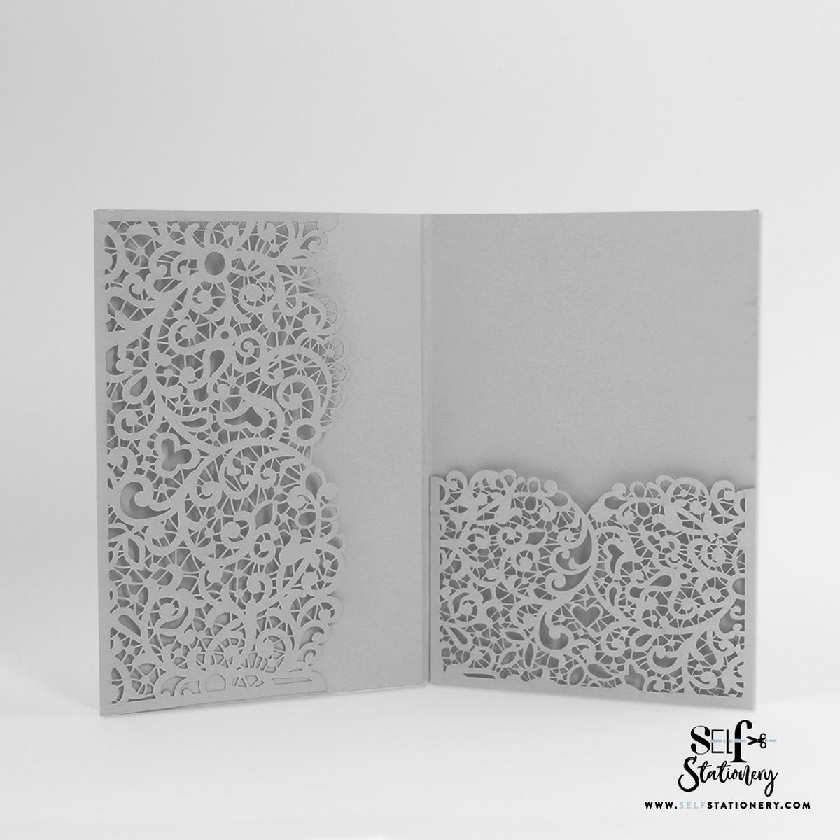 Storm Ash Grey Laser Cut Pocket Fold With Envelope