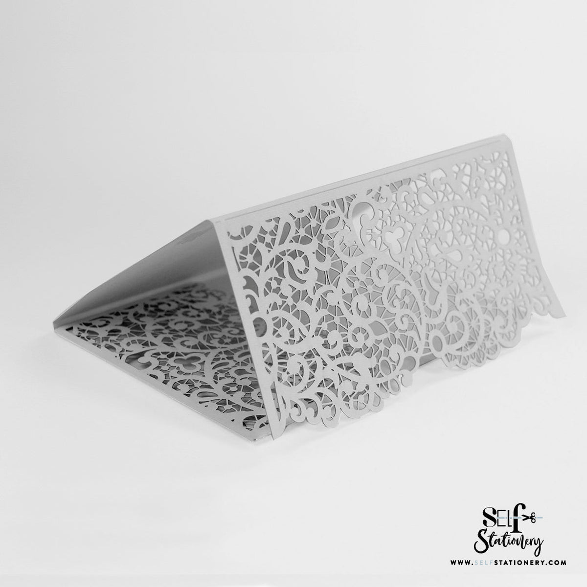 Storm Ash Grey Laser Cut Pocket Fold With Envelope