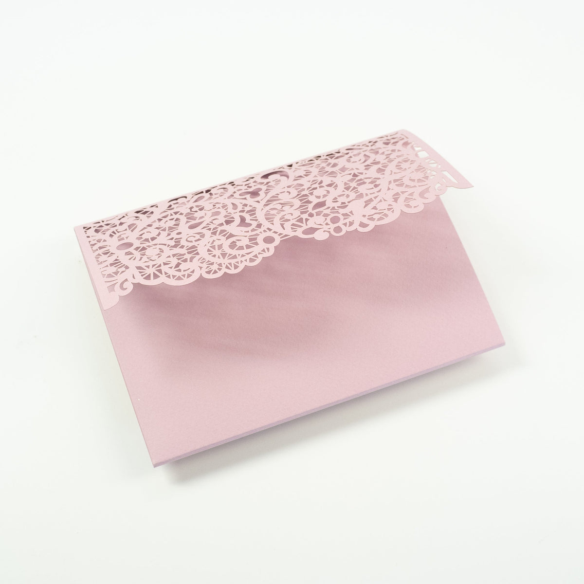 Pink Rose Pocketfold Lace Floral Wedding Invitations