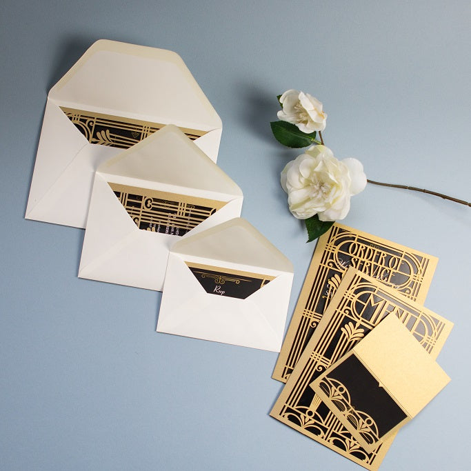 Golden Art Deco Great Gatsby Laser Cut Gatefold Menu