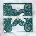 Green Wedding DIY Invitations Laser Cut Set Box Wedding invitation Do It Yourself