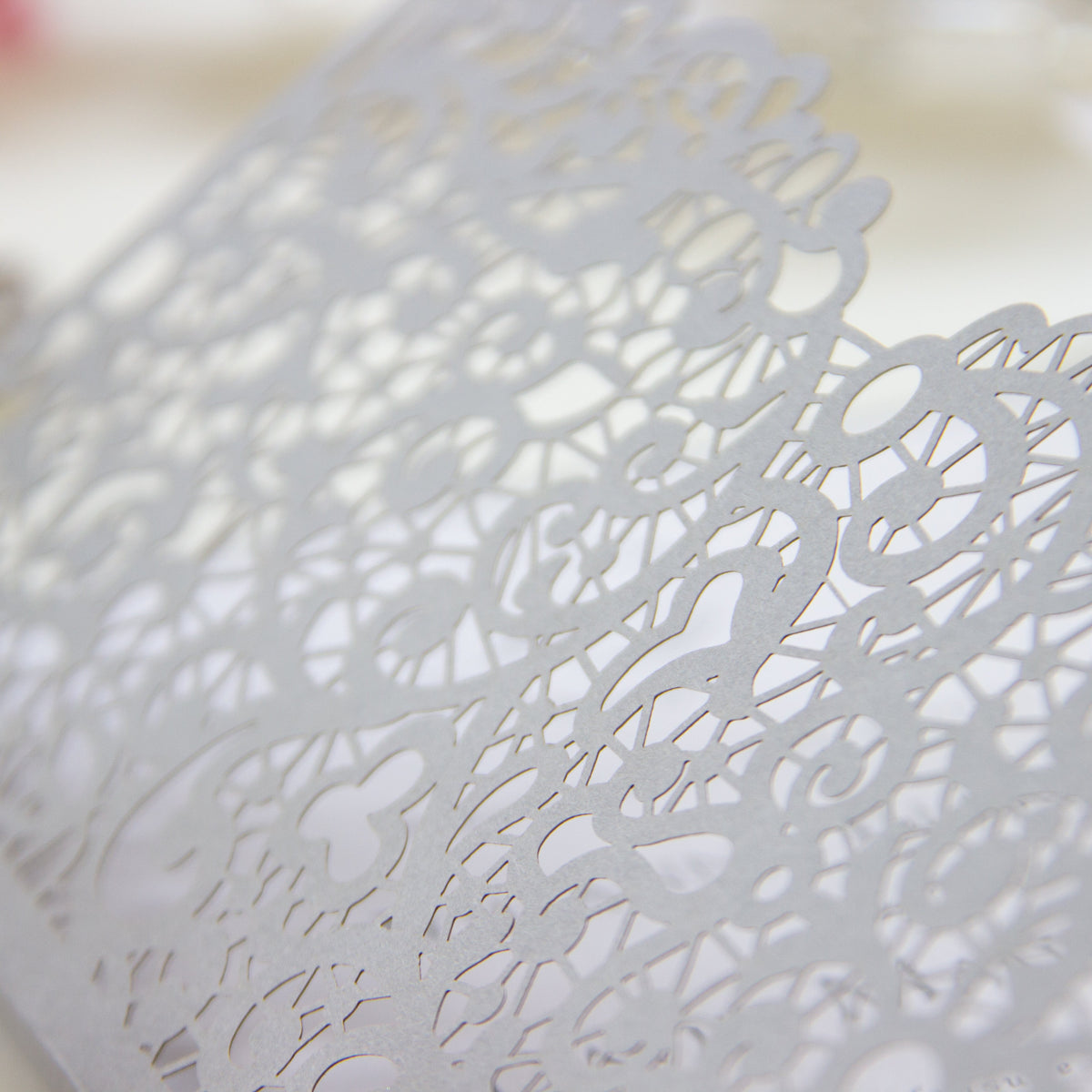 Laser Cut Covers Pocket Fold Invitations Grey - Pocketfold Elements, DIY Cut, 3 fold pocket, Wedding Cards