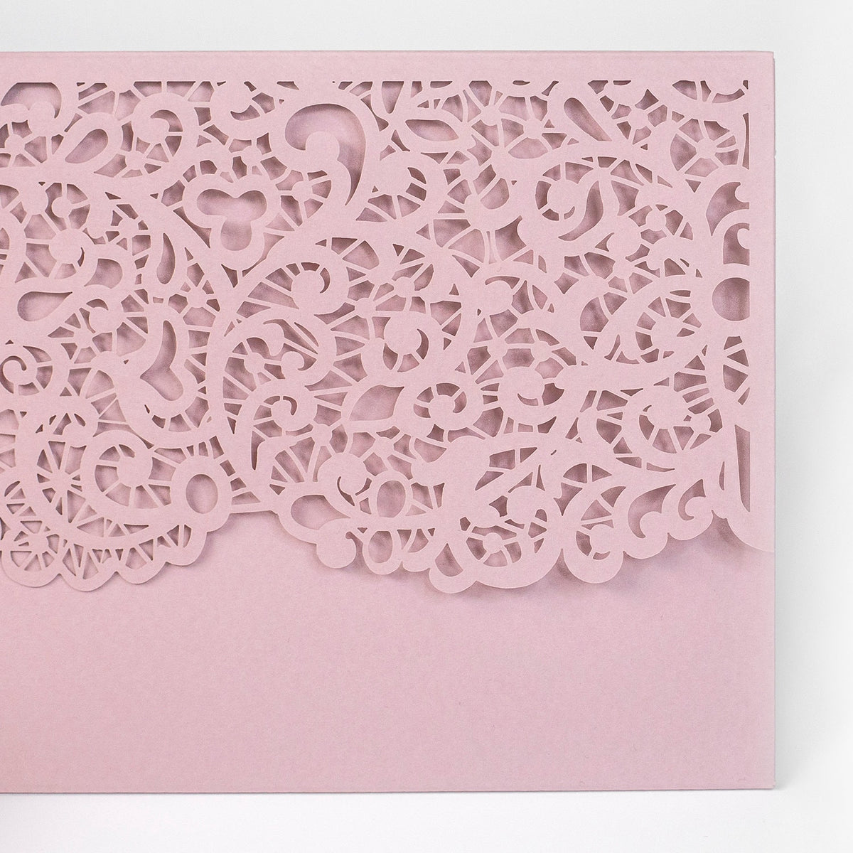 Laser Cut Invitation Covers Pink Color Pocket Fold Invitations DIY invitations Wedding Birthday Christening Cards 3 Fold Pocket + Envelope