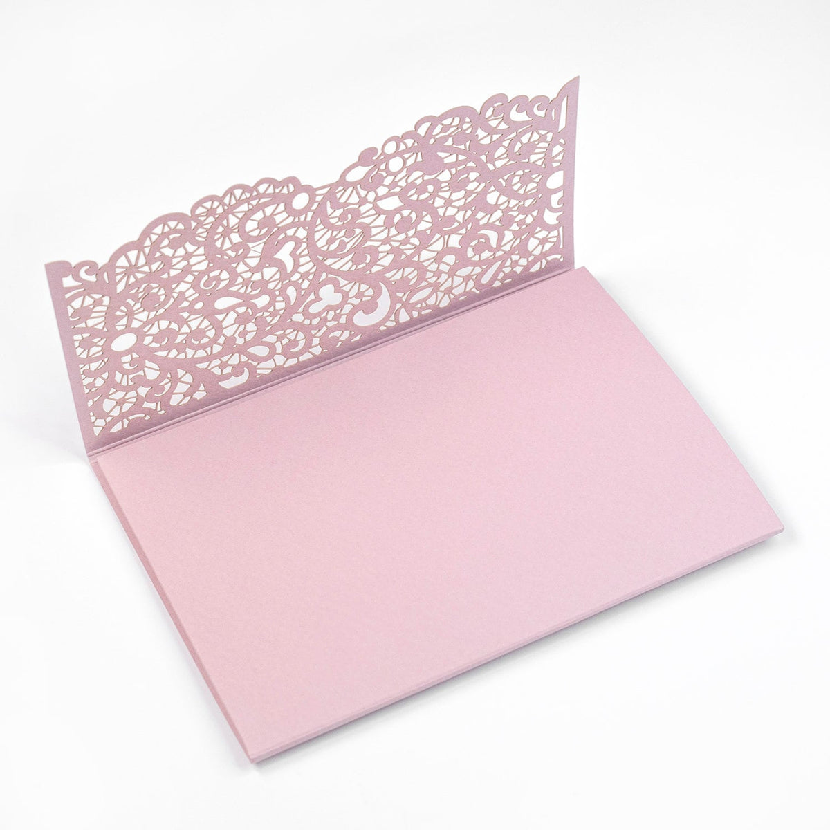 Laser Cut Invitation Covers Pink Color Pocket Fold Invitations DIY invitations Wedding Birthday Christening Cards 3 Fold Pocket + Envelope