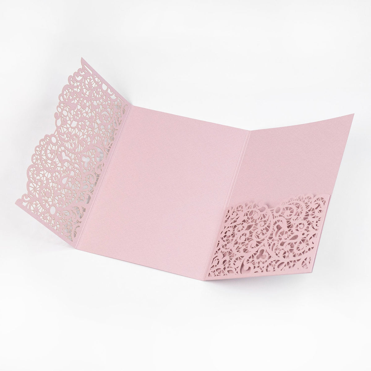 Laser Cut Invitation Covers Pink Color Pocket Fold Invitations DIY invitations Wedding Birthday Christening Cards 3 Fold Pocket + Envelope