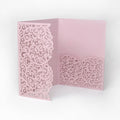 Laser Cut Invitation Covers Pink Color Pocket Fold Invitations DIY invitations Wedding Birthday Christening Cards 3 Fold Pocket + Envelope