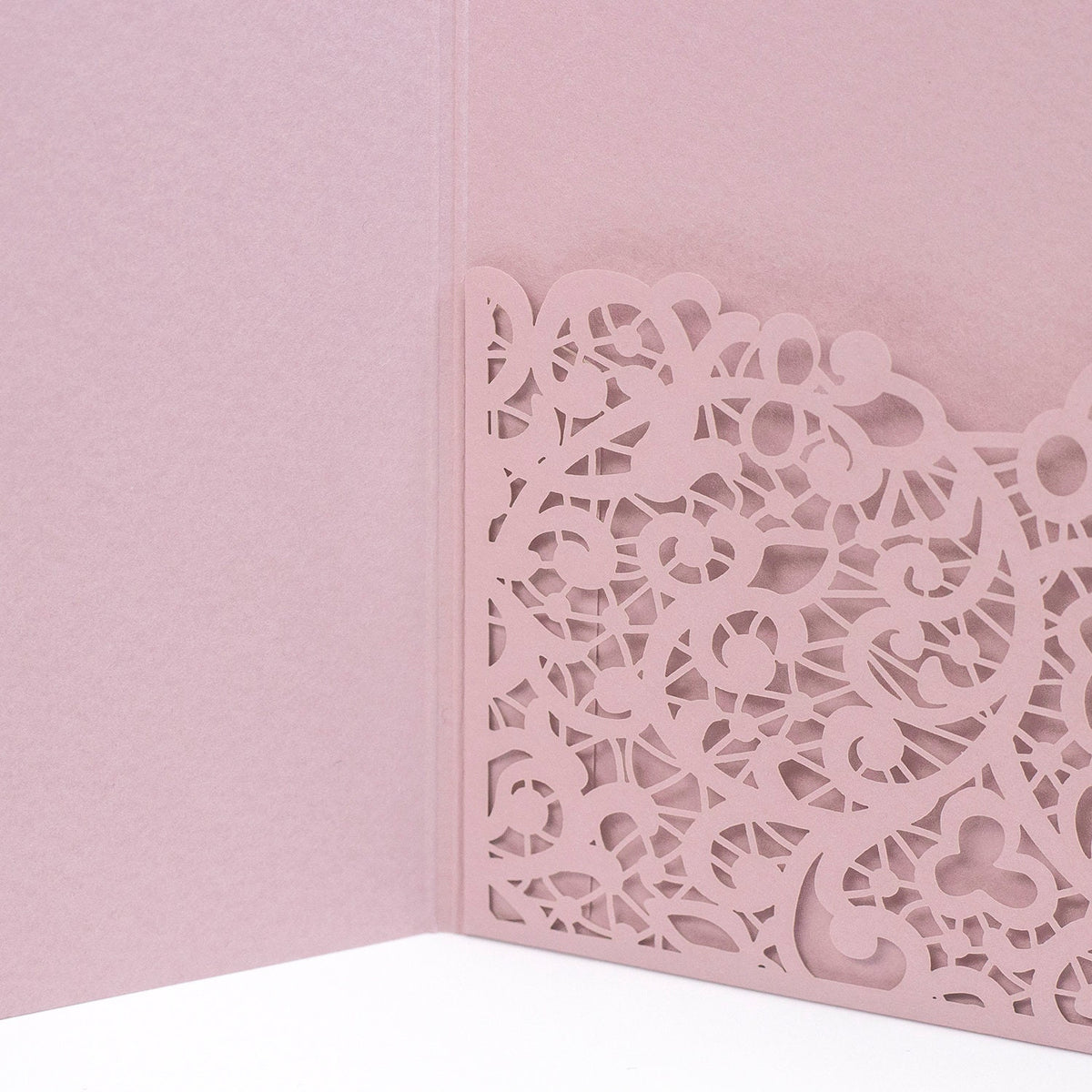 Laser Cut Invitation Covers Pink Color Pocket Fold Invitations DIY invitations Wedding Birthday Christening Cards 3 Fold Pocket + Envelope