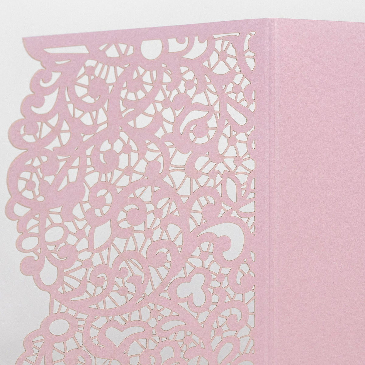 Laser Cut Invitation Covers Pink Color Pocket Fold Invitations DIY invitations Wedding Birthday Christening Cards 3 Fold Pocket + Envelope