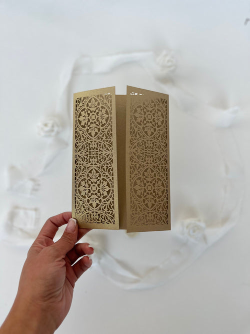 Arabic Gold Gatefold Wedding Laser Cut Covers - Wedding Invitation, Lasercut Gate, DIY Invitation, Handmade, India