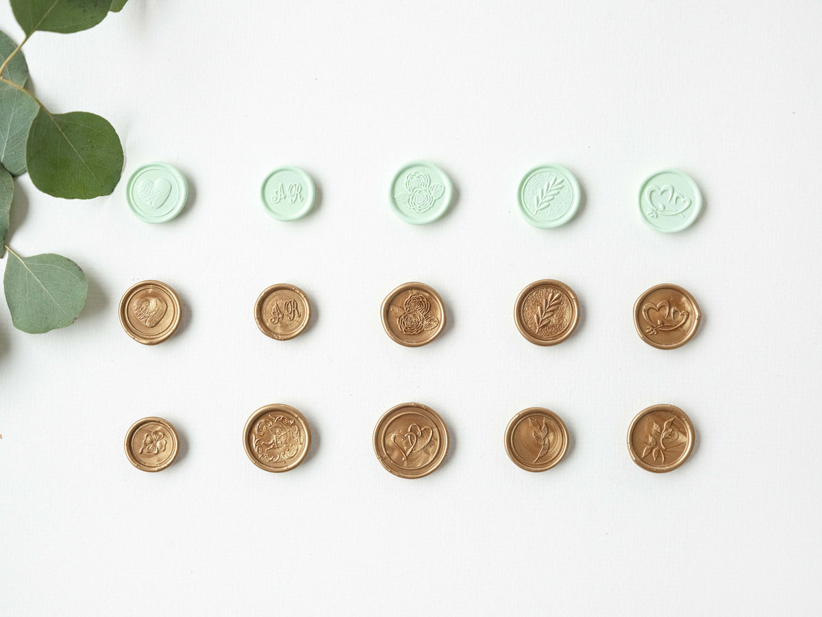 Custom Adhesive Wax Seals for Wedding Envelopes and Invitations, Gold Wax Seal Stickers, Stick Wax Stamps, Personalized Monogram
