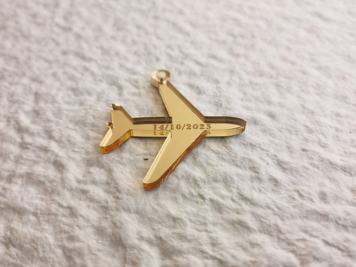 Airplane Charms for Destination Wedding Invitations, Personalized Airplane Tags