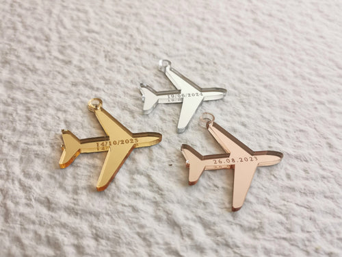 Airplane Charms for Destination Wedding Invitations, Personalized Airplane Tags