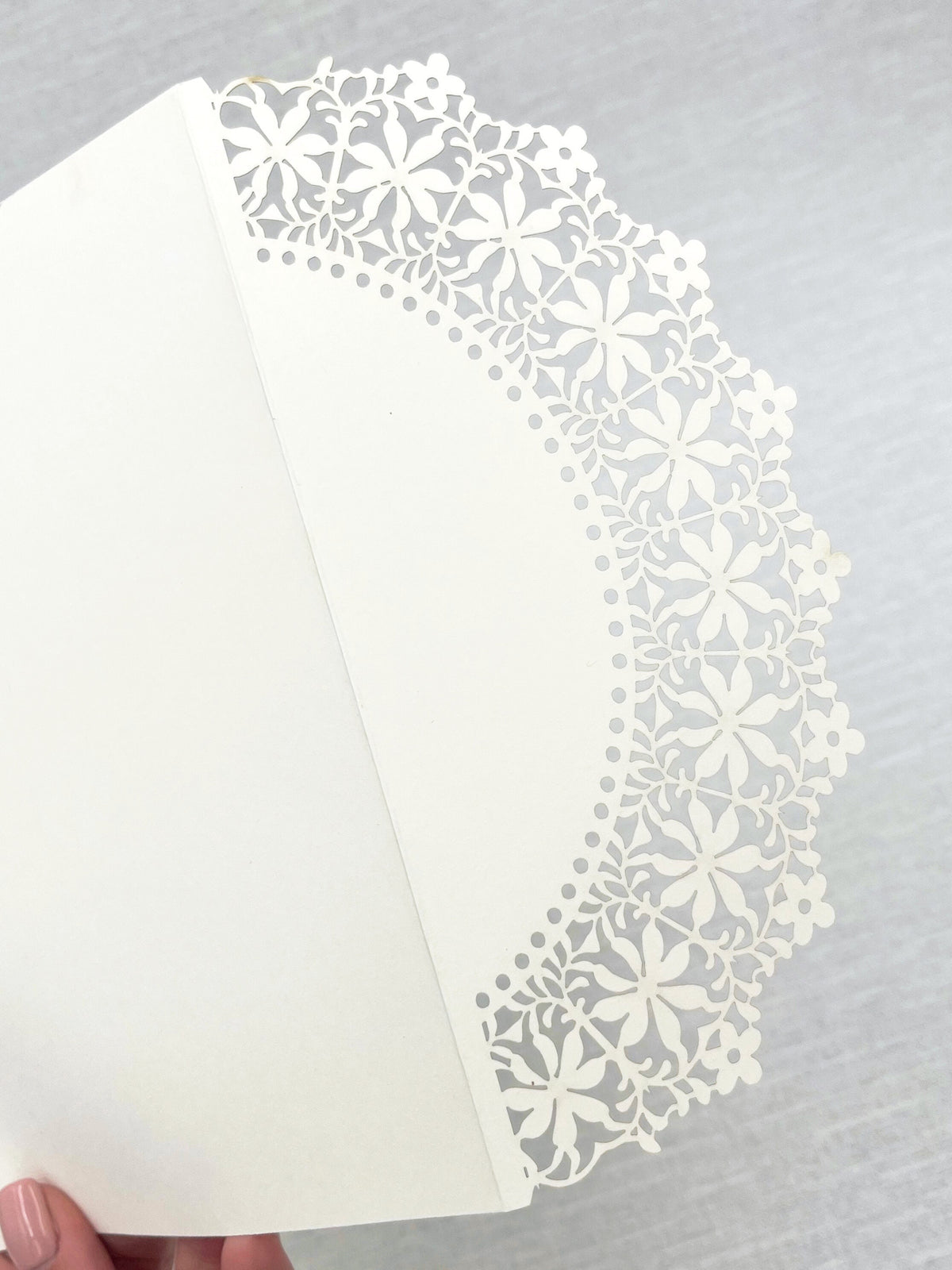Lace Laser Cut Cover for 5x7 Wedding Invitation - Custom Color