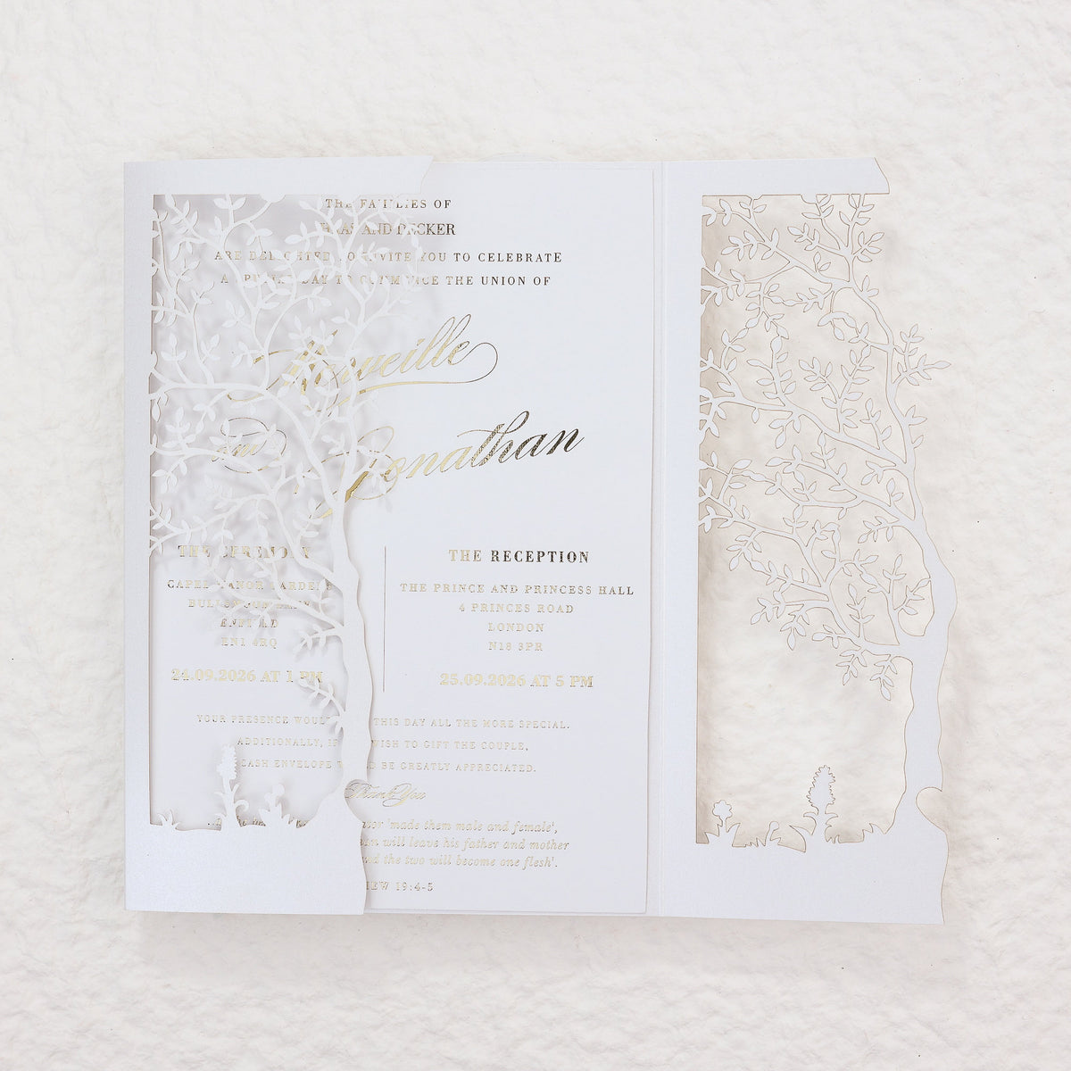 Rustic Laser Cut Wedding Cover With Tree Motif For 5x7 Card, DIY Invitation, Baptism, Anniversary