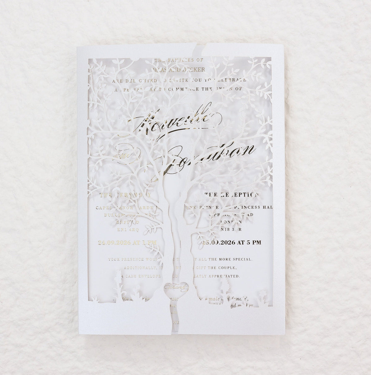 Rustic Laser Cut Wedding Cover With Tree Motif For 5x7 Card, DIY Invitation, Baptism, Anniversary