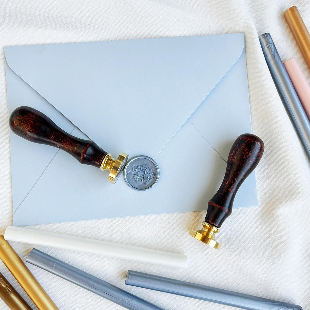 Custom Adhesive Wax Seals for Wedding Envelopes and Invitations, Gold Wax Seal Stickers, Stick Wax Stamps, Personalized Monogram