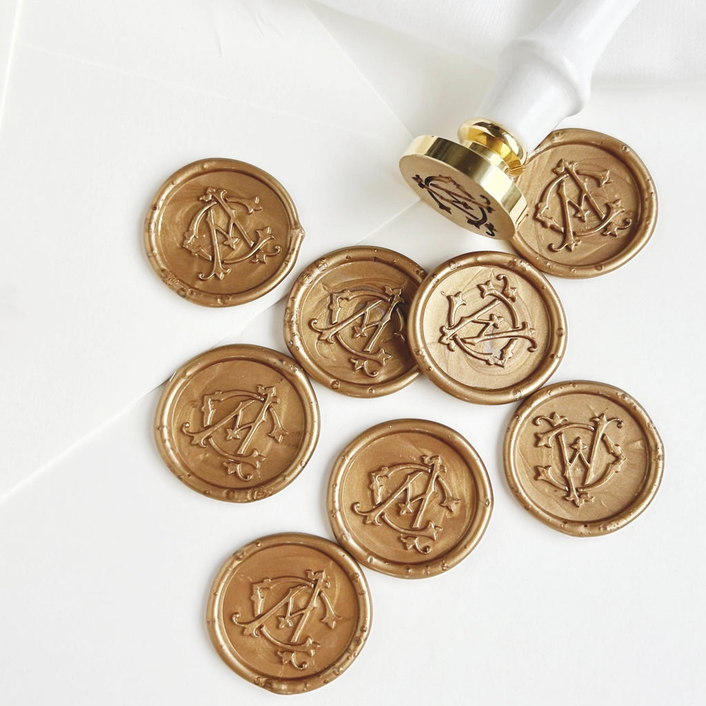 Personalized Monogram Wax Seal Sticker, Elegant Initial Seals for Wedding Invitations, Intertwined Initials