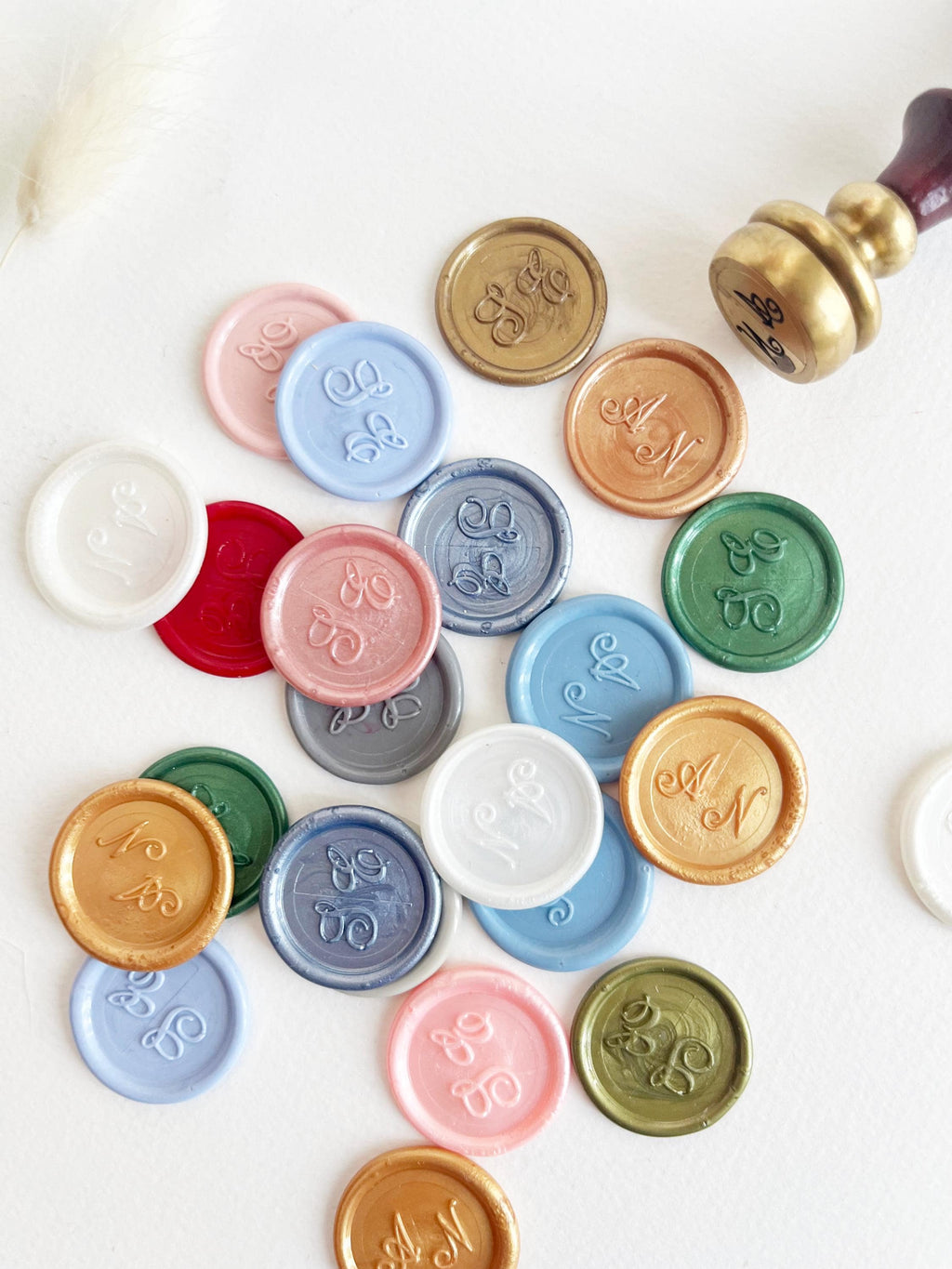 Custom Adhesive Wax Seals for Wedding Envelopes and Invitations, Gold Wax Seal Stickers, Stick Wax Stamps, Personalized Monogram