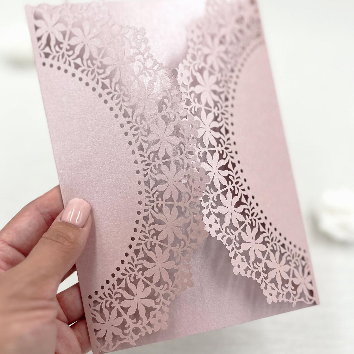 Lace Laser Cut Cover for 5x7 Wedding Invitation - Custom Color