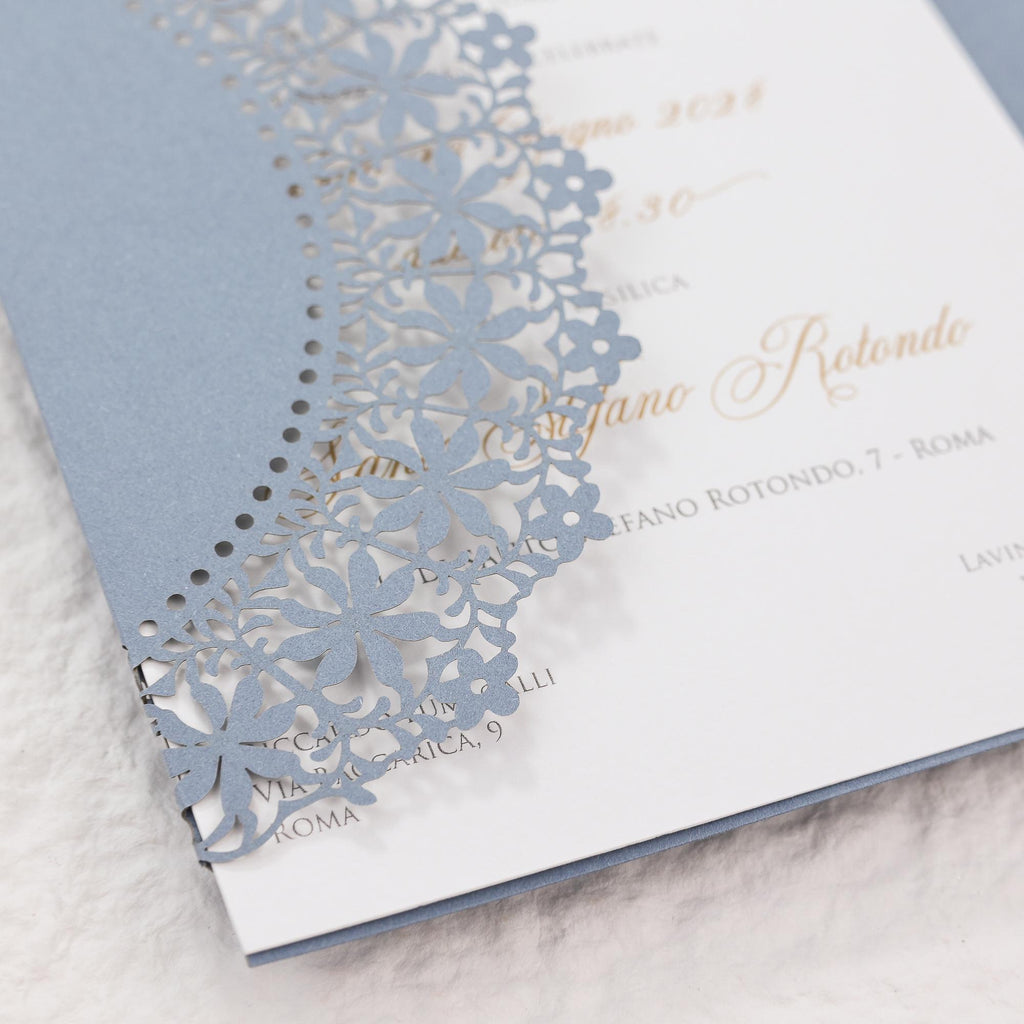 Lace Laser Cut Cover for 5x7 Wedding Invitation - Custom Color