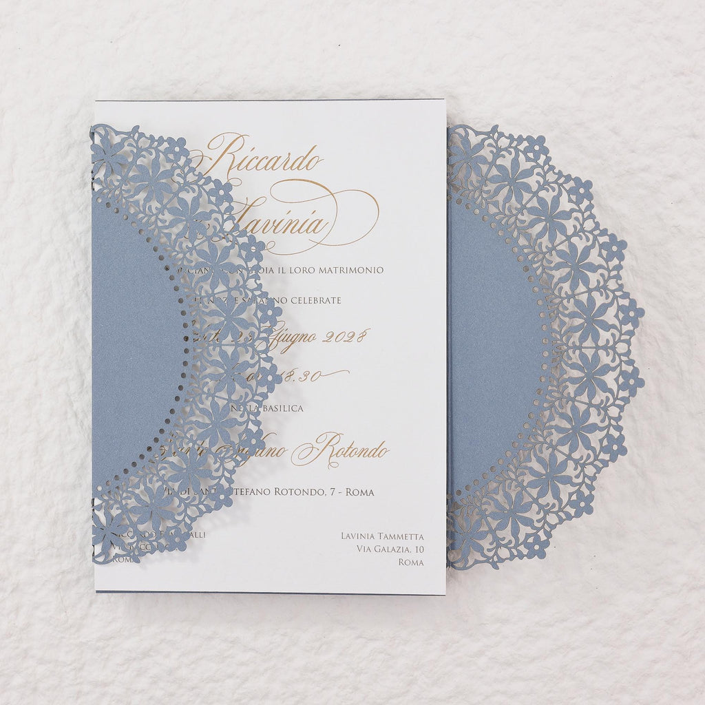 Lace Laser Cut Cover for 5x7 Wedding Invitation - Custom Color