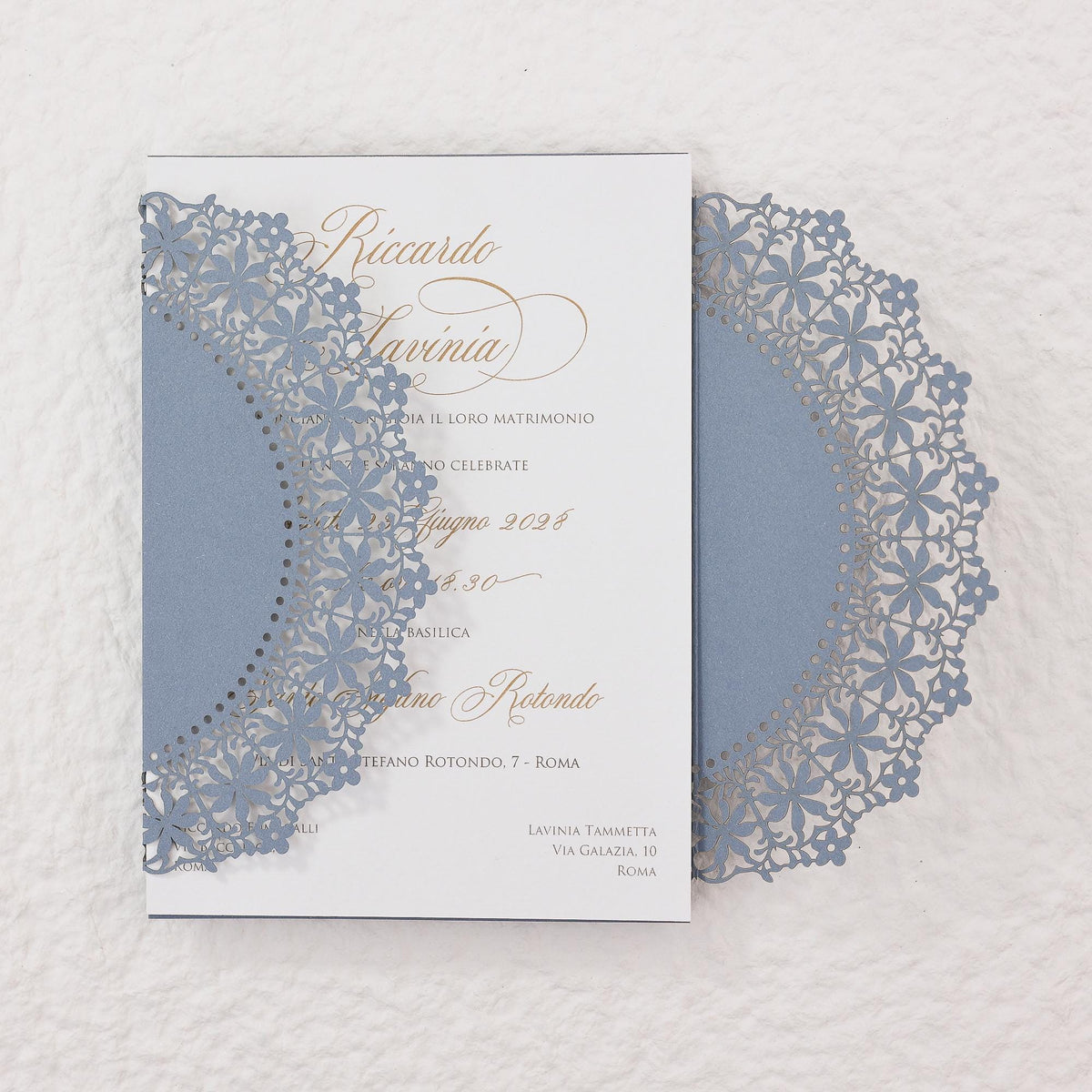 Lace Laser Cut Cover for 5x7 Wedding Invitation - Custom Color