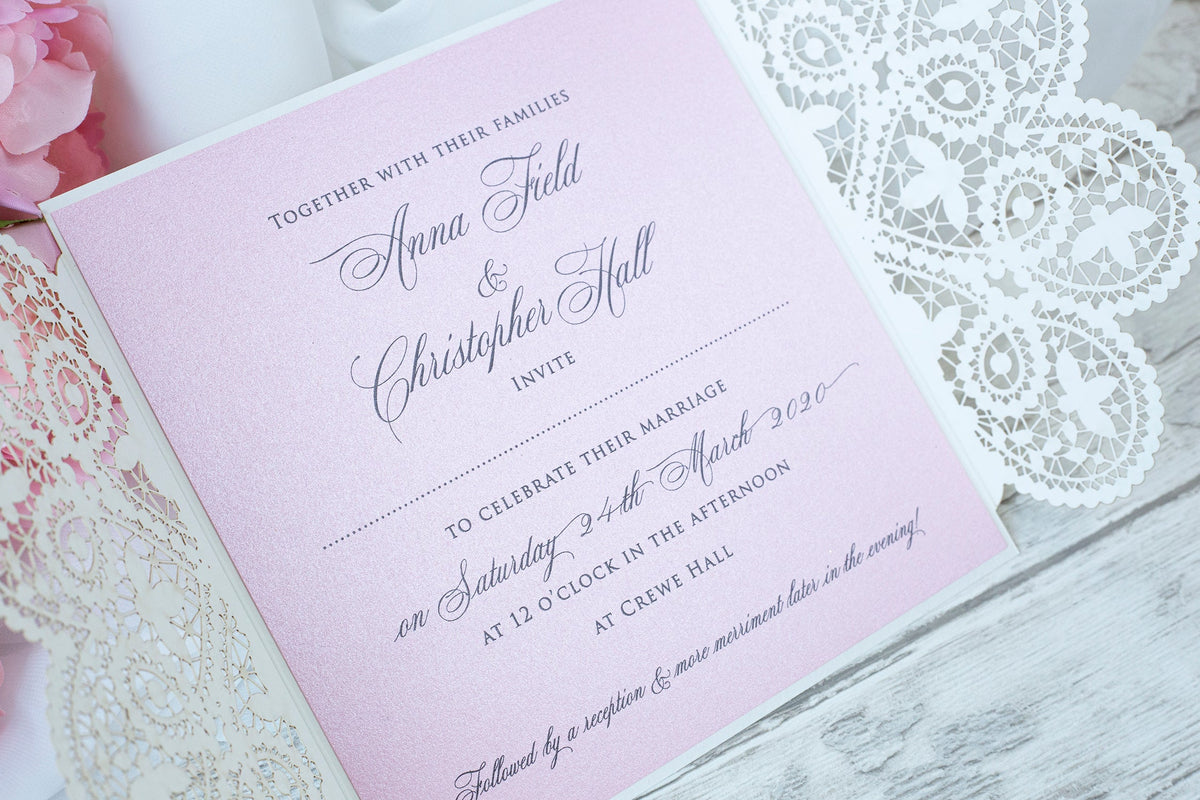 Elegant White Two Side Opening Wedding Invitations