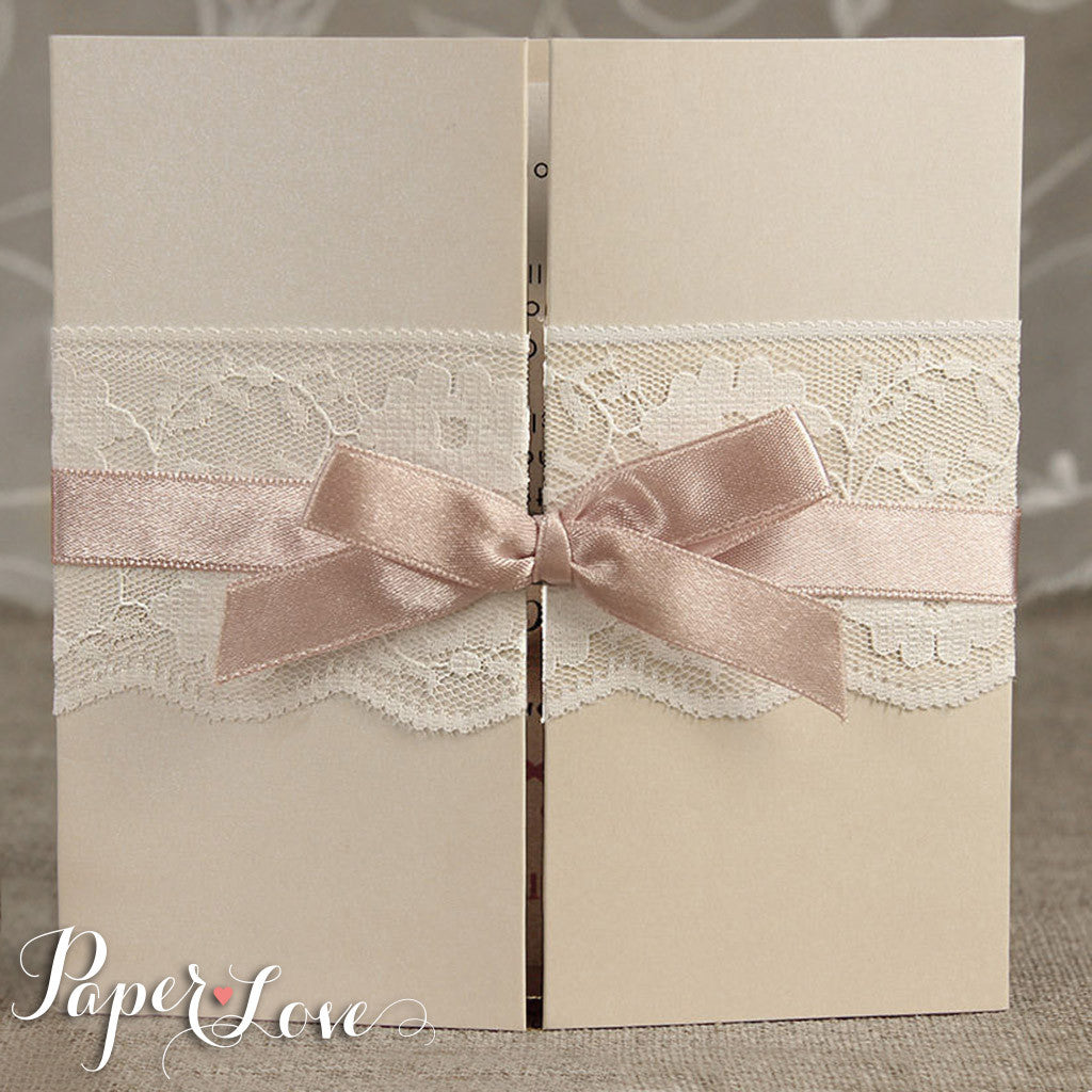 Personalised Wedding Invitations & Evening Invites Handmade - Lace Vintage